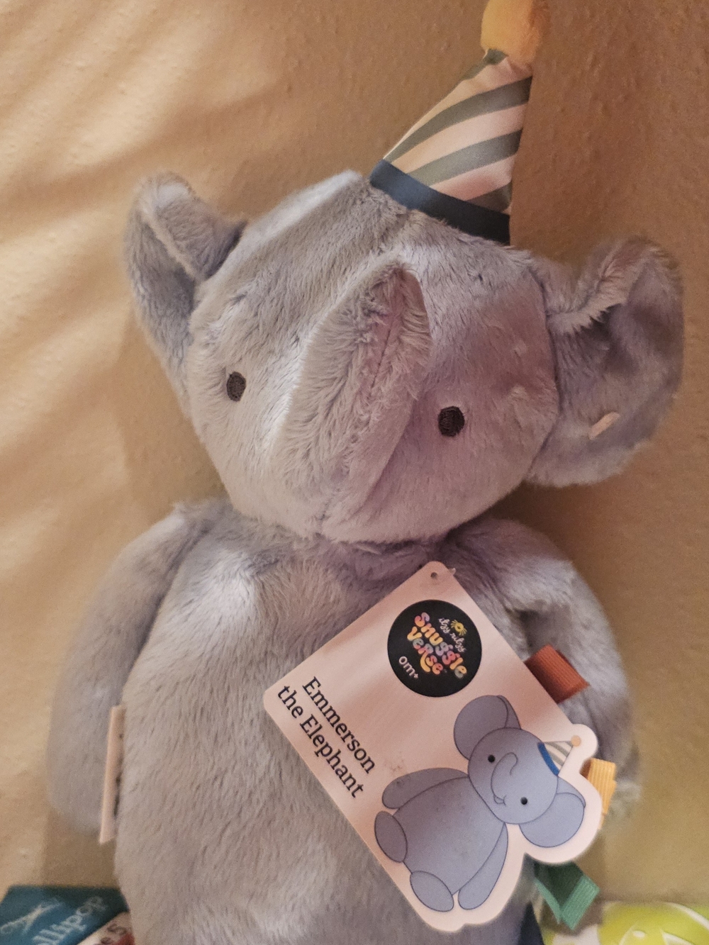 ONE/SIZE Emmerson the Elephant Plush in Light Gray with Party Hat